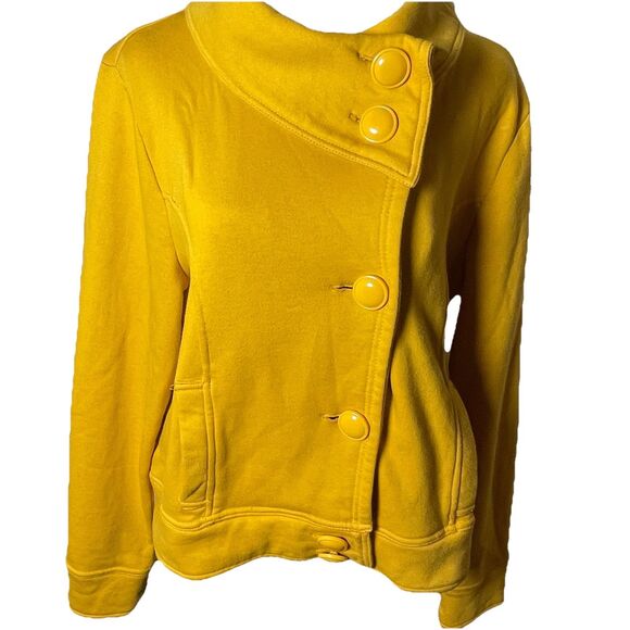 Charlotte Russe Women’s Mustard Yellow Fleece Button Up Jacket Coat Sz XL - Picture 2 of 11